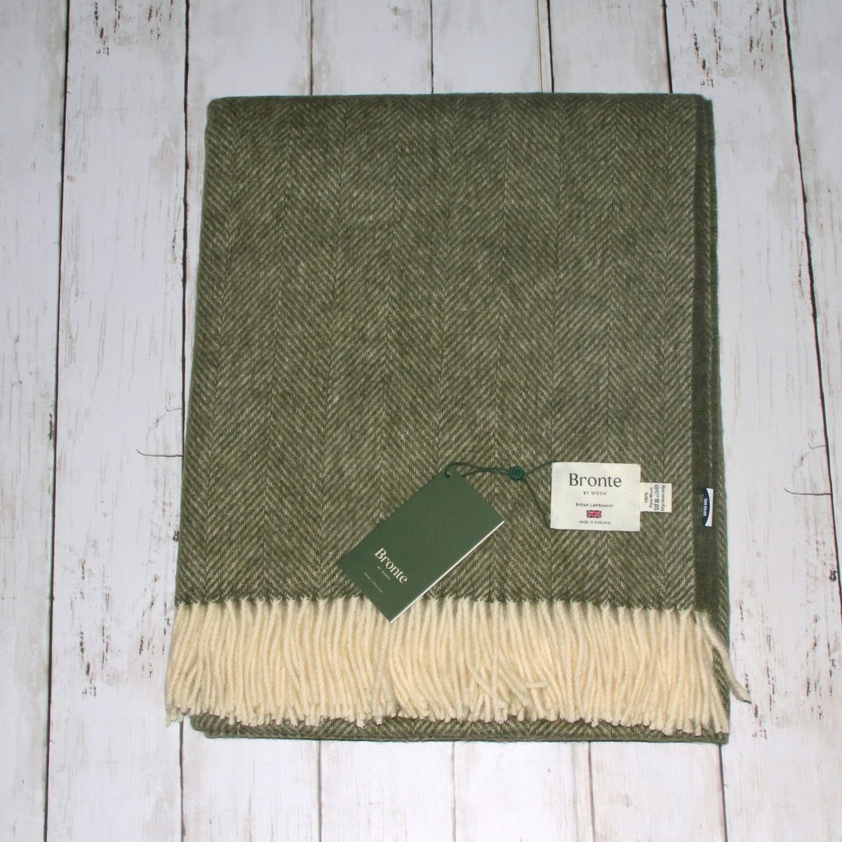 ラムズウール ヘリンボーン スロー グリーン - Lambswool Herringbone Throw Green