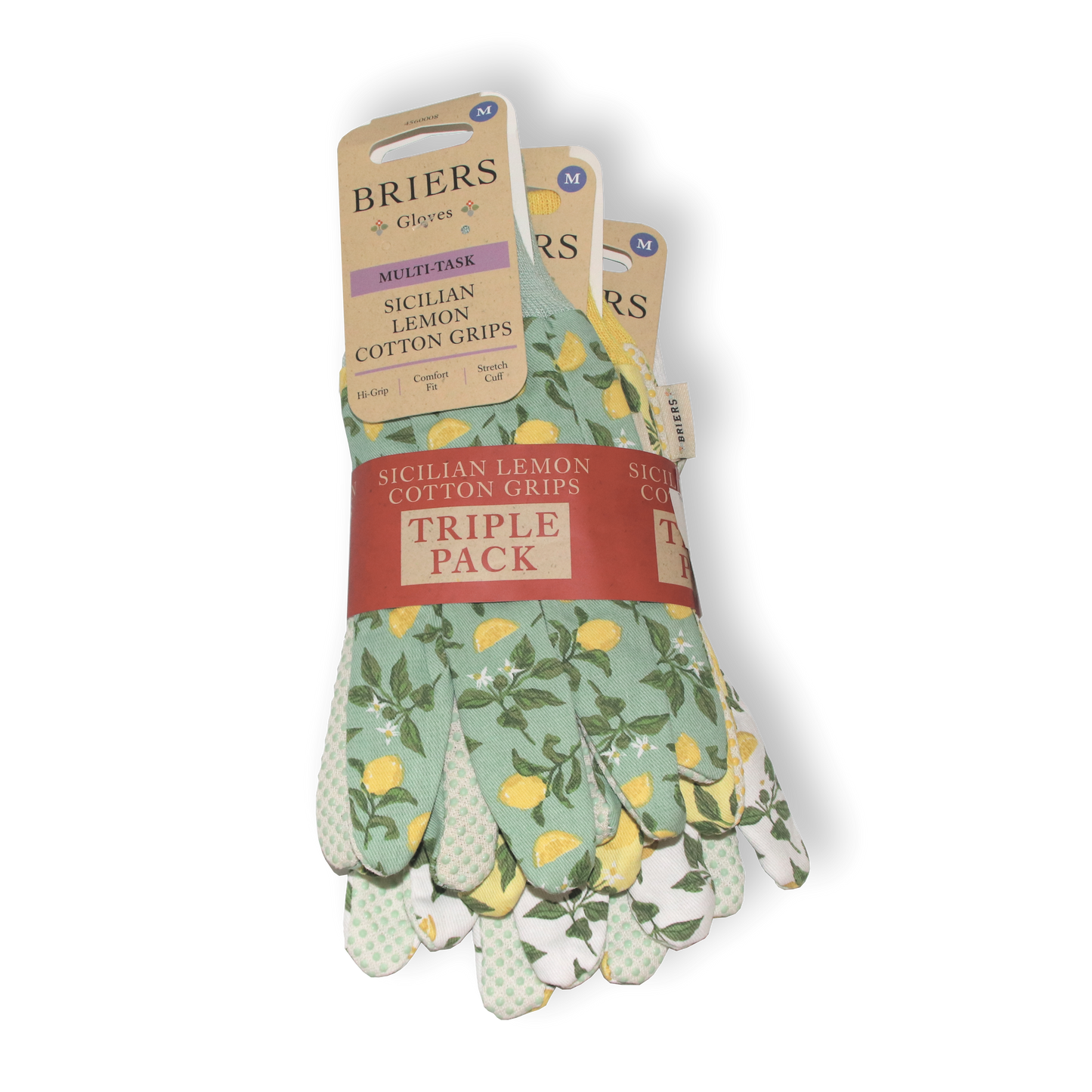 ガーデニンググローブ コットングリップ 3組セット（シチリアレモン）-Triple Pack Cotton Grip Gloves Sicilian Lemon