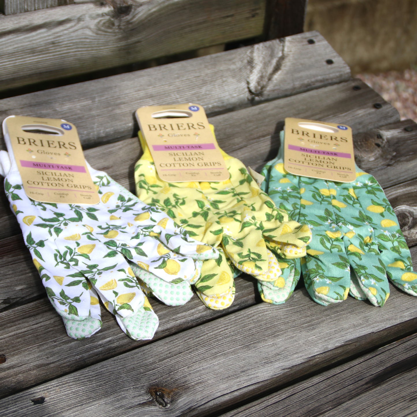 ガーデニンググローブ コットングリップ 3組セット（シチリアレモン）-Triple Pack Cotton Grip Gloves Sicilian Lemon