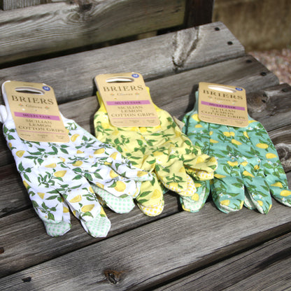 ガーデニンググローブ コットングリップ 3組セット（シチリアレモン）-Triple Pack Cotton Grip Gloves Sicilian Lemon