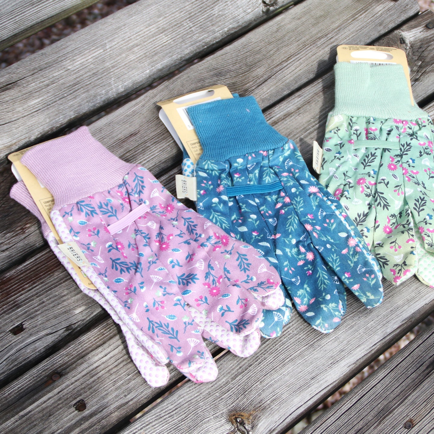 花柄ガーデニンググローブ（お花畑） コットングリップ 3組セット - Triple Pack Cotton Grip Gloves Flowerfield