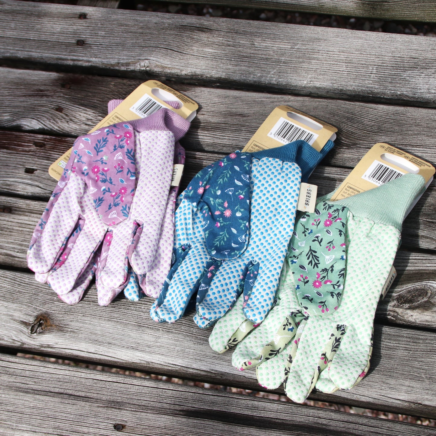 花柄ガーデニンググローブ（お花畑） コットングリップ 3組セット - Triple Pack Cotton Grip Gloves Flowerfield