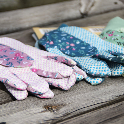 花柄ガーデニンググローブ（お花畑） コットングリップ 3組セット - Triple Pack Cotton Grip Gloves Flowerfield