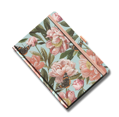 バタフライ＆ローズ A5 ノートブック - Butterflies & roses A5 notebook