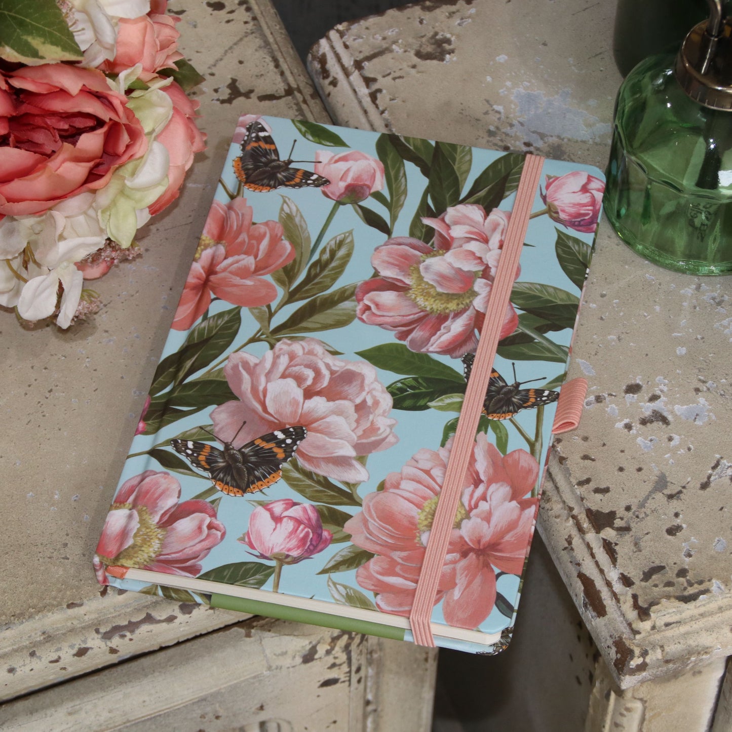 バタフライ＆ローズ A5 ノートブック - Butterflies & roses A5 notebook