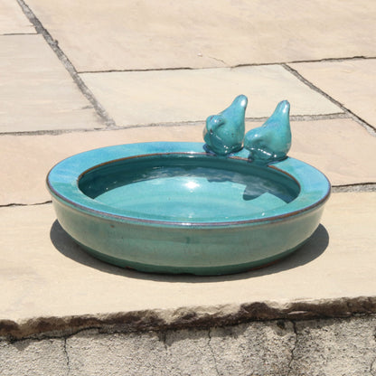 セラミックの丸型バードフィーダー（アソートカラー） - Ceramic Round Bird Feeder Assorted Colours