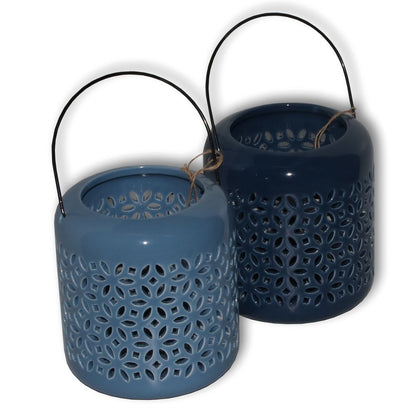 青い陶器製ウィンドライト アソーテッド 大型 - Blue Ceramic Wind Light Assorted Large