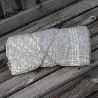 手織りチェックスロー グレー - Handloom Check Throw Grey