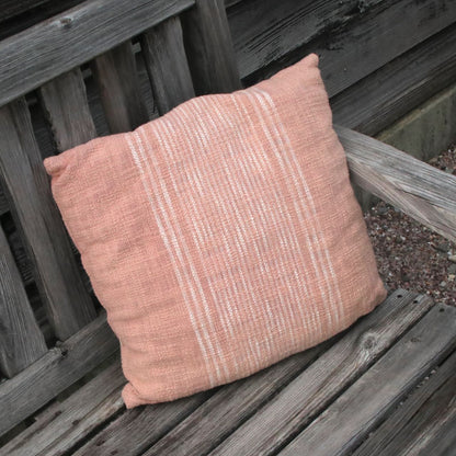 手織りチェック クッション ブラッシュ - Handloom Check Cushion Blush