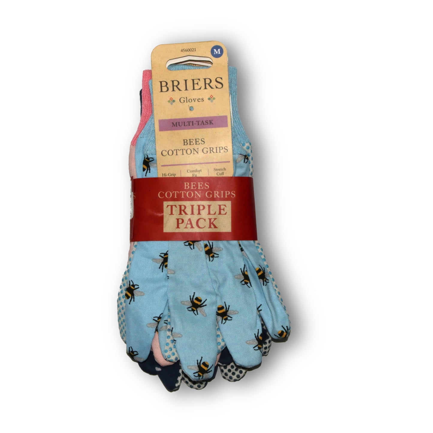 ガーデニンググローブ コットングリップ 3組セット（ミツバチ） - Triple Pack Bees Cotton Grip Gloves