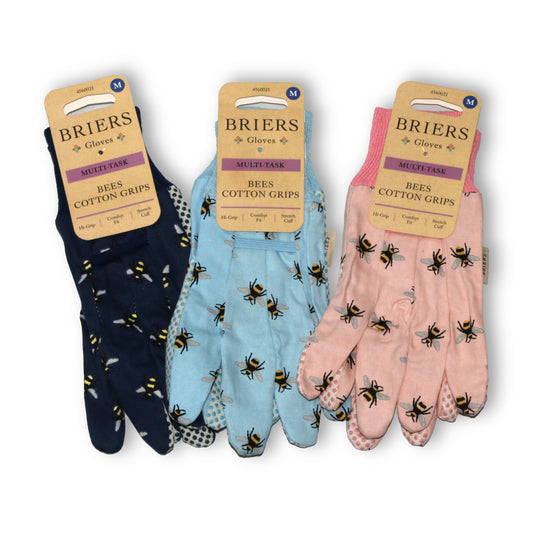 ガーデニンググローブ コットングリップ 3組セット（ミツバチ） - Triple Pack Bees Cotton Grip Gloves
