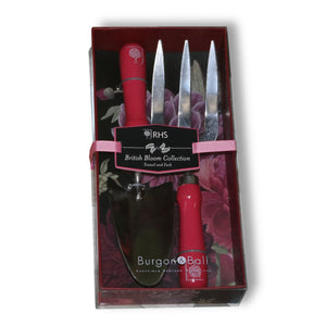 Burgon＆Ball社 スコップ＆フォーク ギフトセット ダリアとボタン - RHS British Bloom gift boxed trowel and fork