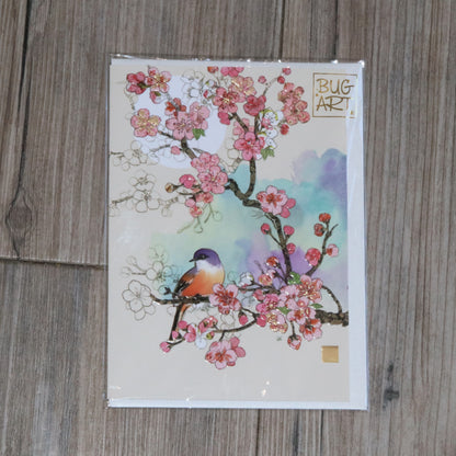 メッセージカード 花鳥 内側無地 - Bug Art Card