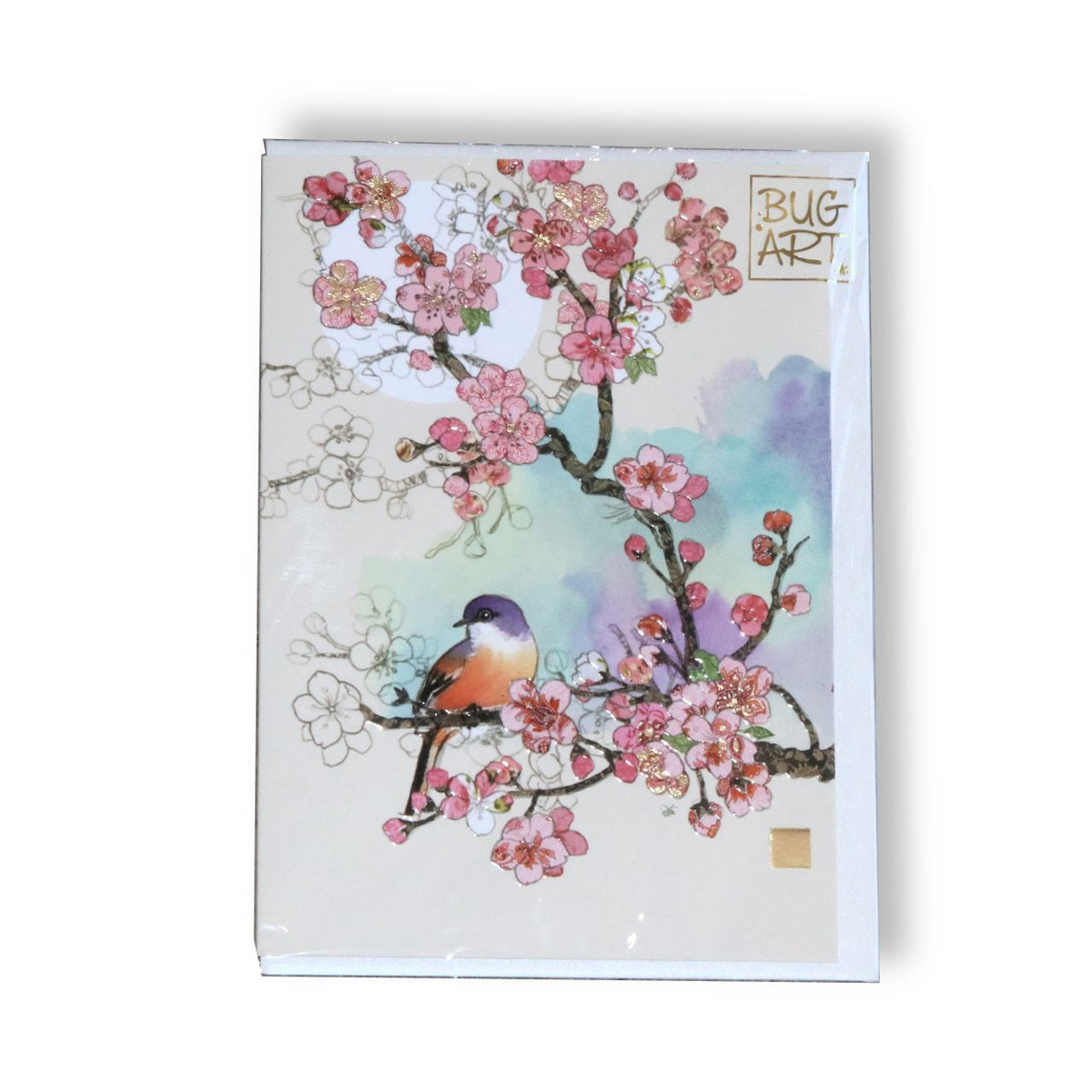 メッセージカード 花鳥 内側無地 - Bug Art Card