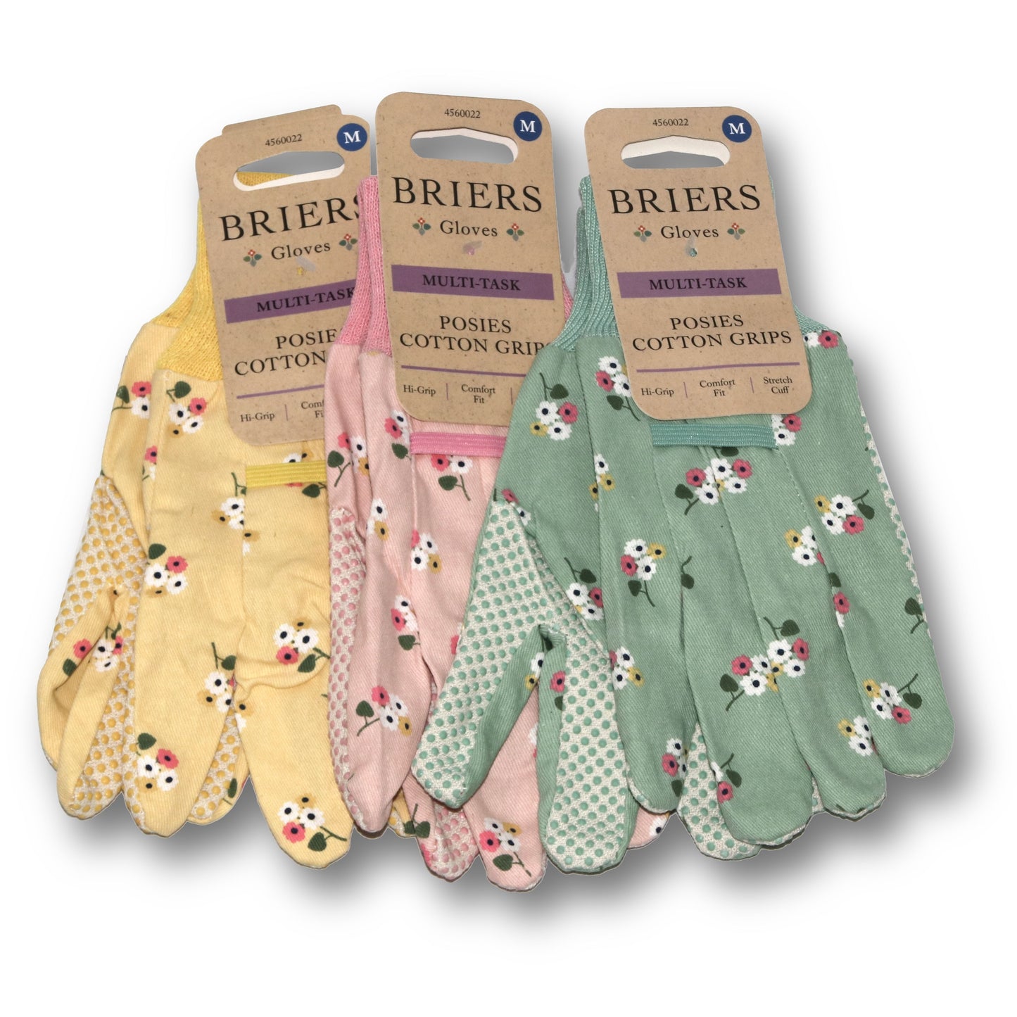 花柄ガーデニンググローブ（花束） コットングリップ 3組セット - Cotton grip posie glove triple pack